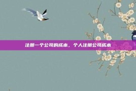 注册一个公司的成本，个人注册公司成本