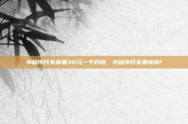 小程序开发需要30元一个月吗，小程序开发要钱吗?