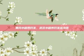 黄冈小程序开发，武汉小程序开发多少钱