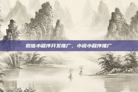 微信小程序开发推广，小说小程序推广