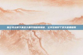 新公司注册下来多久要开始做账报税，公司注册好了多久需要做账
