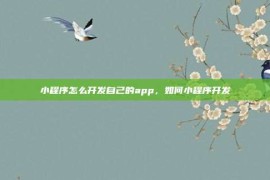 小程序怎么开发自己的app，如何小程序开发