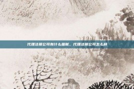 代理注册公司有什么猫腻，代理注册公司怎么样
