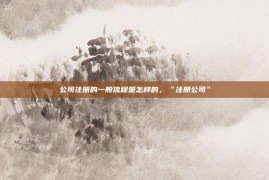公司注册的一般流程是怎样的，“注册公司”