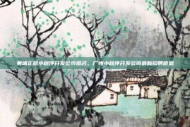 黄埔正规小程序开发公司排名，广州小程序开发公司最新招聘信息