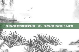 代理记账业务找哪家好做一点，代理记账公司做什么业务