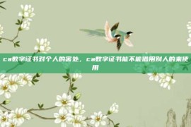 ca数字证书对个人的害处，ca数字证书能不能借用别人的来使用