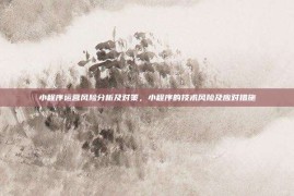小程序运营风险分析及对策，小程序的技术风险及应对措施