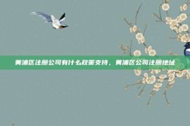 黄浦区注册公司有什么政策支持，黄浦区公司注册地址