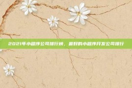 2021年小程序公司排行榜，最好的小程序开发公司排行