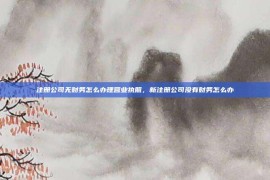 注册公司无财务怎么办理营业执照，新注册公司没有财务怎么办
