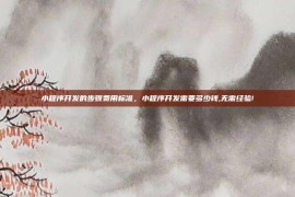 小程序开发的步骤费用标准，小程序开发需要多少钱,无需经验!
