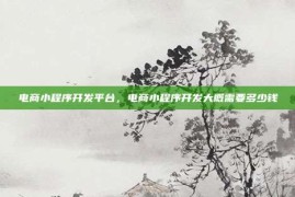 电商小程序开发平台，电商小程序开发大概需要多少钱