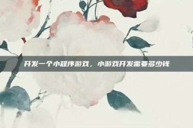 开发一个小程序游戏，小游戏开发需要多少钱