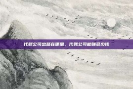 代账公司出路在哪里，代账公司能赚多少钱