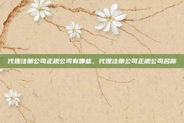 代理注册公司正规公司有哪些，代理注册公司正规公司名称