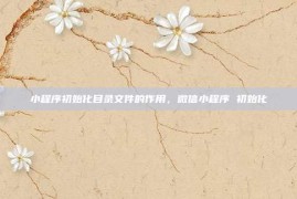 小程序初始化目录文件的作用，微信小程序 初始化