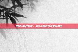 芜湖小程序制作，济南小程序开发定制费用