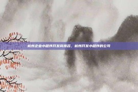 杭州企业小程序开发商排名，杭州开发小程序的公司