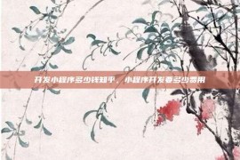 开发小程序多少钱知乎，小程序开发要多少费用