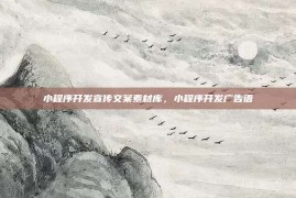 小程序开发宣传文案素材库，小程序开发广告语