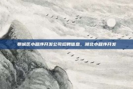 鄂城区小程序开发公司招聘信息，湖北小程序开发