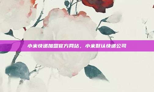 小米快递加盟官方网站，小米默认快递公司