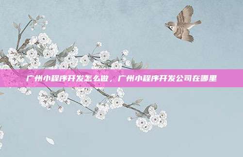 广州小程序开发怎么做，广州小程序开发公司在哪里