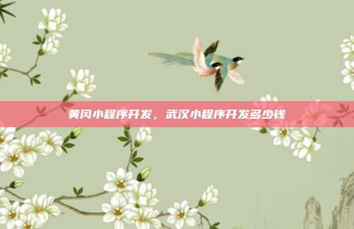 黄冈小程序开发,武汉小程序开发多少钱
