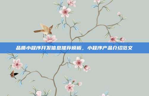 品质小程序开发信息推荐模板,小程序产品介绍范文