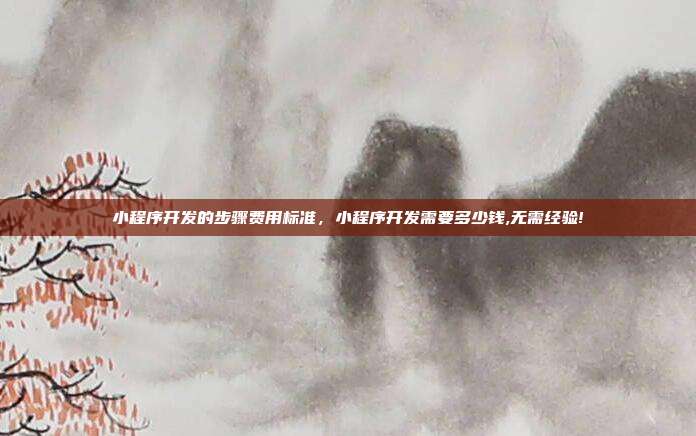 小程序开发的步骤费用标准,小程序开发需要多少钱,无需经验!