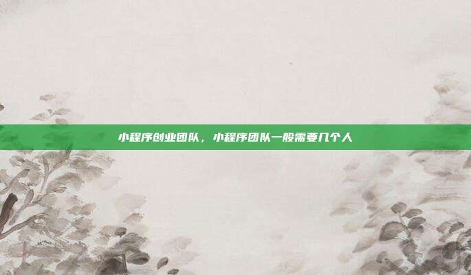 小程序创业团队,小程序团队一般需要几个人