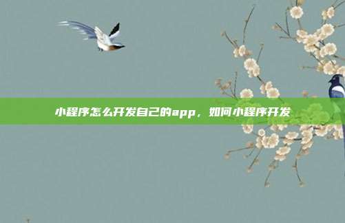 小程序怎么开发自己的app,如何小程序开发
