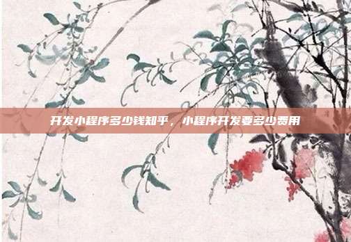 开发小程序多少钱知乎，小程序开发要多少费用