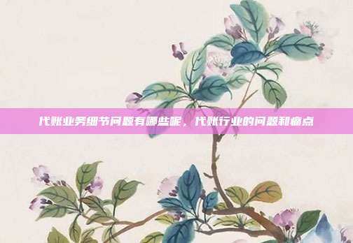 代账业务细节问题有哪些呢,代账行业的问题和痛点