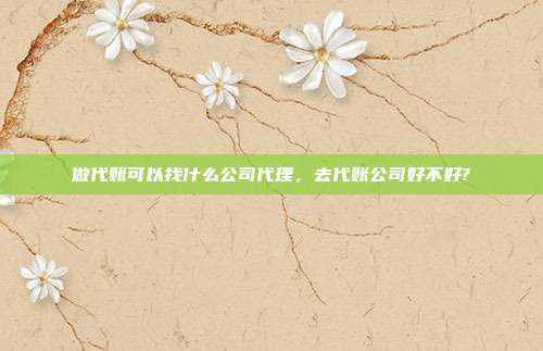 做代账可以找什么公司代理,去代账公司好不好?