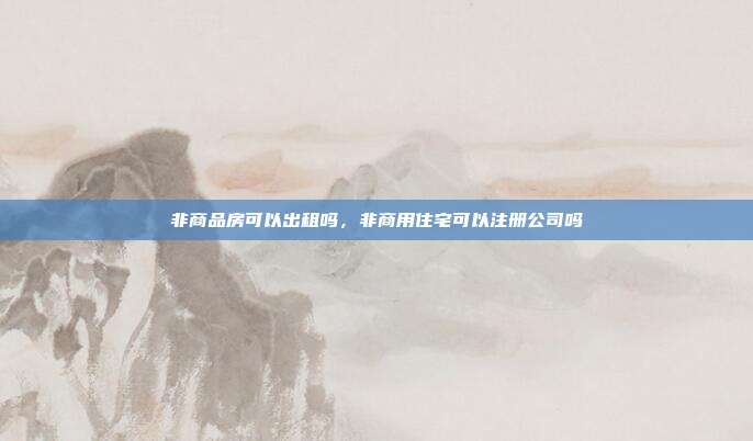 非商品房可以出租吗，非商用住宅可以注册公司吗