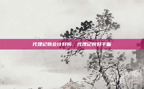 代理记账会计好吗,代理记账好干嘛