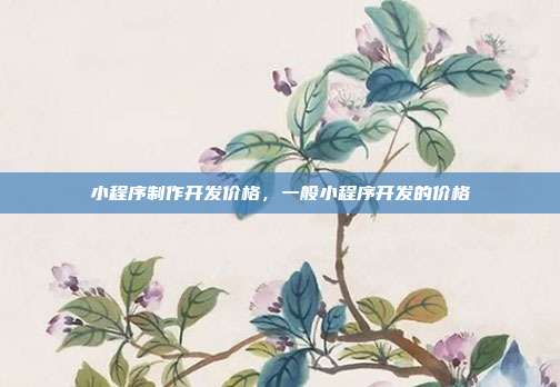小程序制作开发价格,一般小程序开发的价格