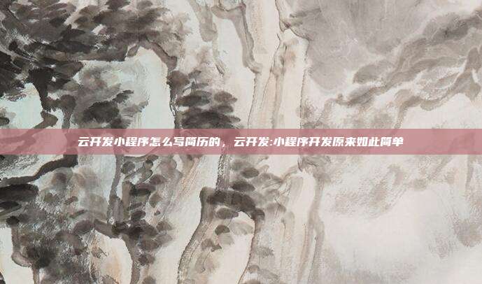 云开发小程序怎么写简历的，云开发:小程序开发原来如此简单