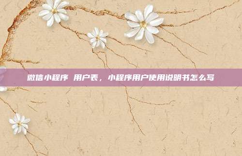 微信小程序 用户表,小程序用户使用说明书怎么写