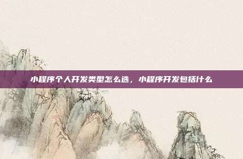 小程序个人开发类型怎么选,小程序开发包括什么