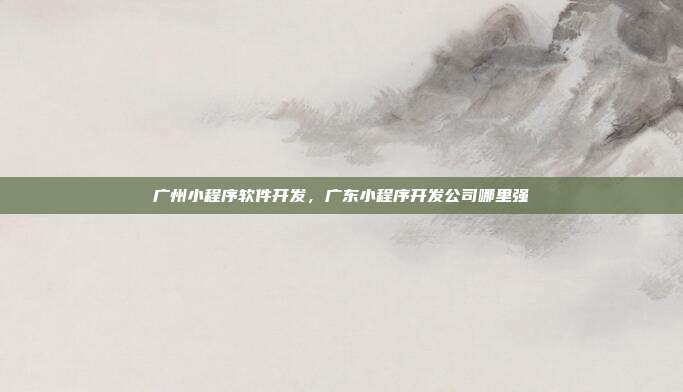 广州小程序软件开发,广东小程序开发公司哪里强