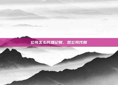 公司怎么代理记账,帮公司代账