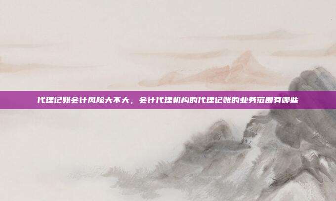 代理记账会计风险大不大,会计代理机构的代理记账的业务范围有哪些
