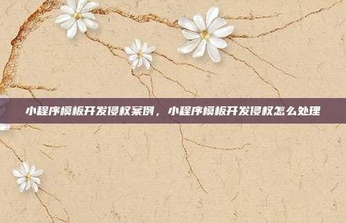 小程序模板开发侵权案例,小程序模板开发侵权怎么处理