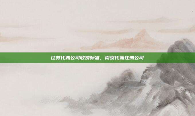 江苏代账公司收费标准，南京代账注册公司