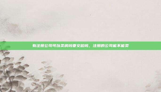 有注册公司可以卖房吗要交税吗,注册的公司能不能卖
