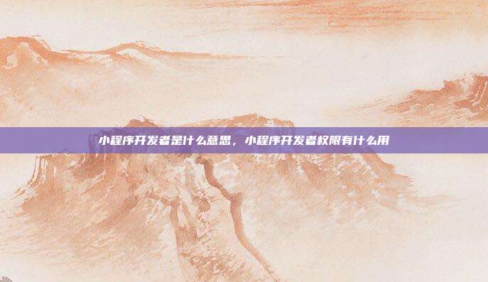 小程序开发者是什么意思,小程序开发者权限有什么用